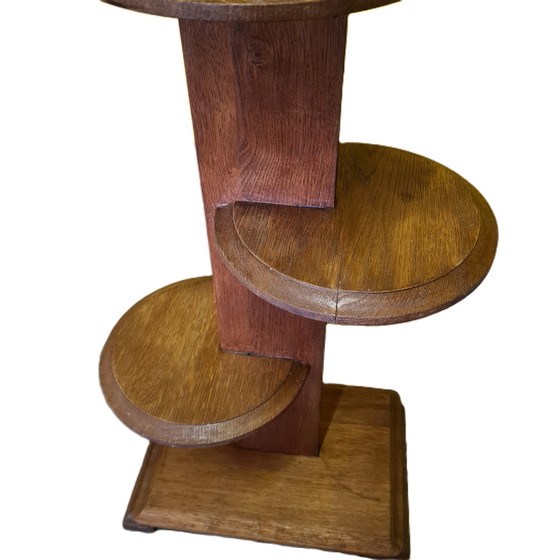 Image 1 of French Art Deco oak plant etagere