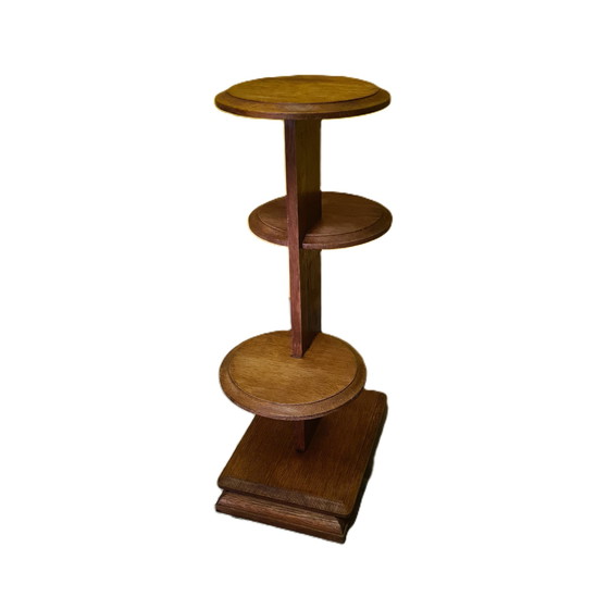 Image 1 of French Art Deco oak plant etagere