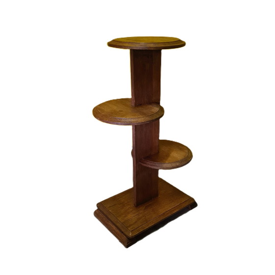 Image 1 of French Art Deco oak plant etagere