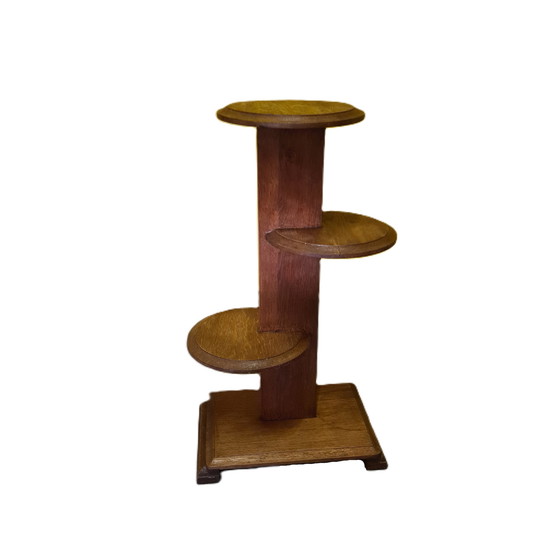 Image 1 of French Art Deco oak plant etagere