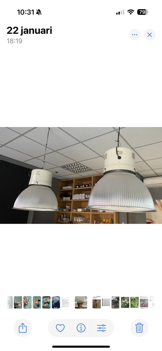 Image 1 of 3x Industrial Lamps From a Hydrogen Factory