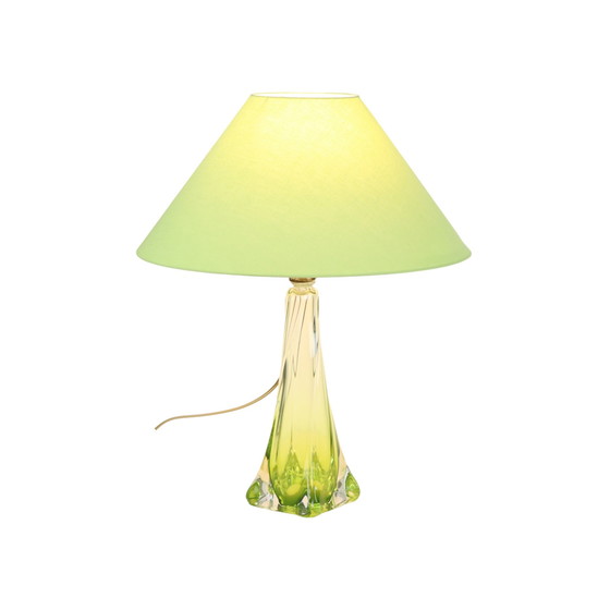 Image 1 of Val Saint Lambert Lampe à poser en cristal vert