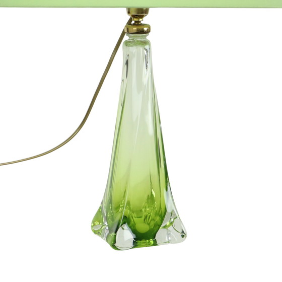 Image 1 of Val Saint Lambert Lampe à poser en cristal vert