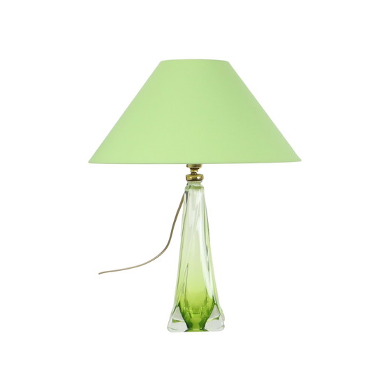 Image 1 of Val Saint Lambert Lampe à poser en cristal vert