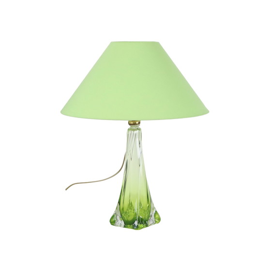 Image 1 of Val Saint Lambert Lampe à poser en cristal vert