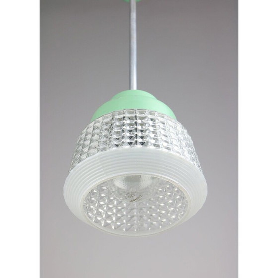 Image 1 of Lampada a sospensione in vetro turchese di metà secolo, anni '60
