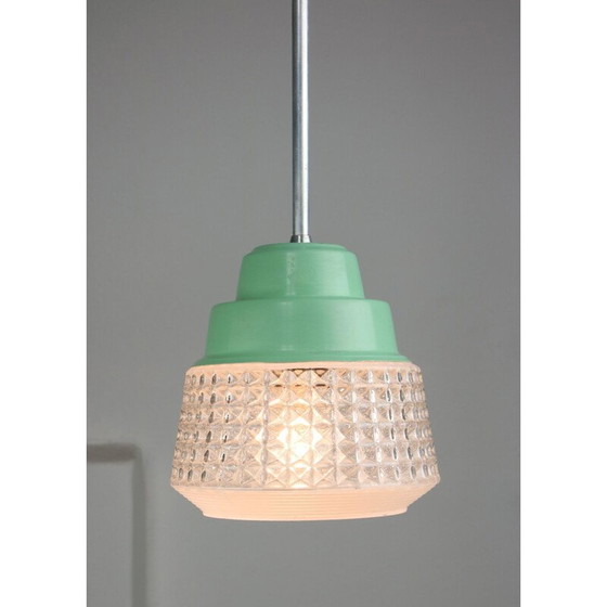 Image 1 of Lampada a sospensione in vetro turchese di metà secolo, anni '60