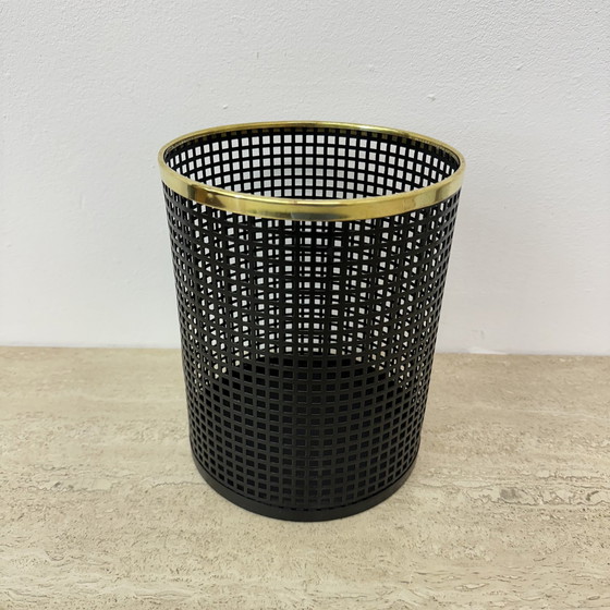 Image 1 of Mid Century Design Perforated Metal Bin