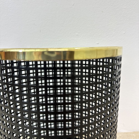 Image 1 of Mid Century Design Perforated Metal Bin