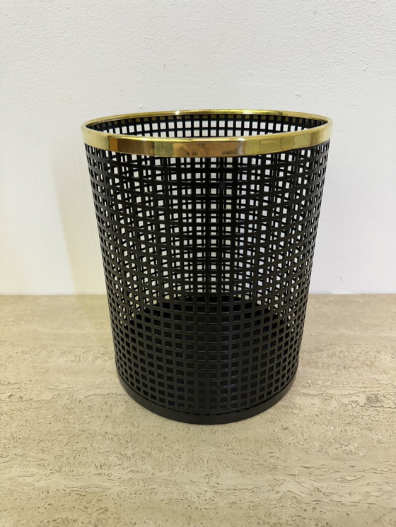 Image 1 of Mid Century Design Perforated Metal Bin