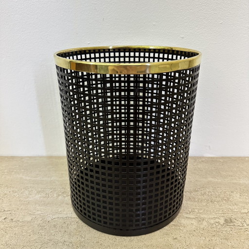 Mid Century Design Perforated Metal Bin