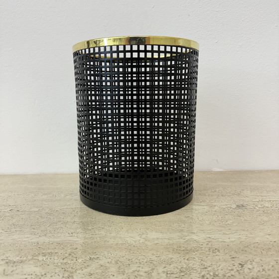 Image 1 of Mid Century Design Perforated Metal Bin