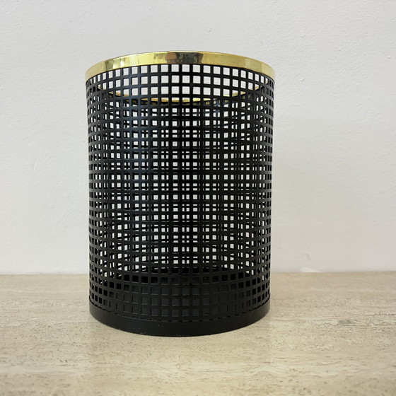 Image 1 of Mid Century Design Perforated Metal Bin