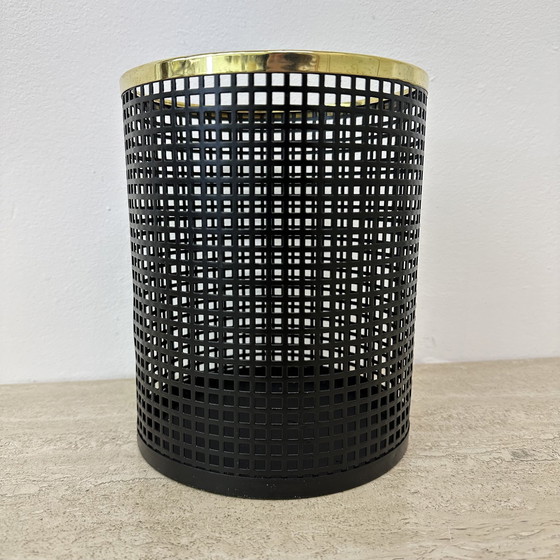 Image 1 of Mid Century Design Perforated Metal Bin