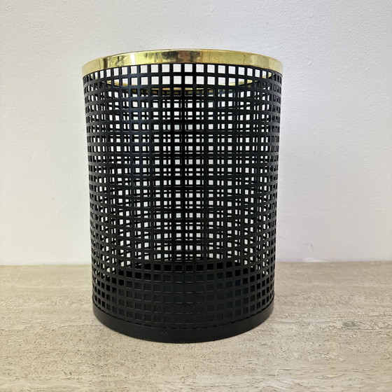 Image 1 of Mid Century Design Perforated Metal Bin