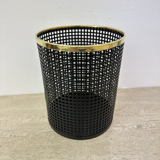 Image 1 of Mid Century Design Perforated Metal Bin