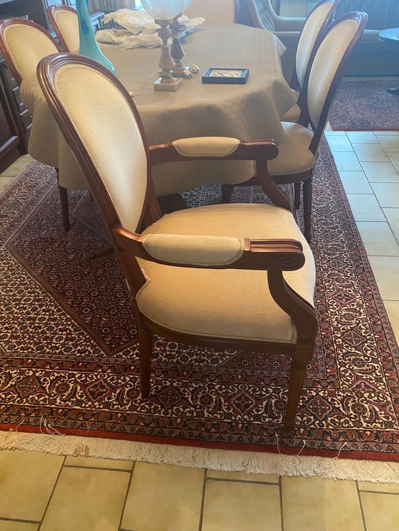 Image 1 of Set of 6 chairs in mohair and mahogany