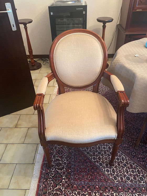 Image 1 of Set of 6 chairs in mohair and mahogany