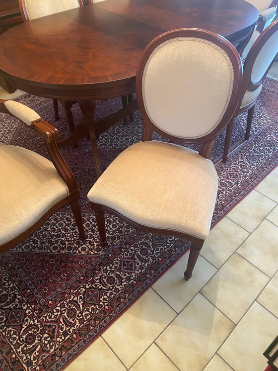 Image 1 of Set of 6 chairs in mohair and mahogany