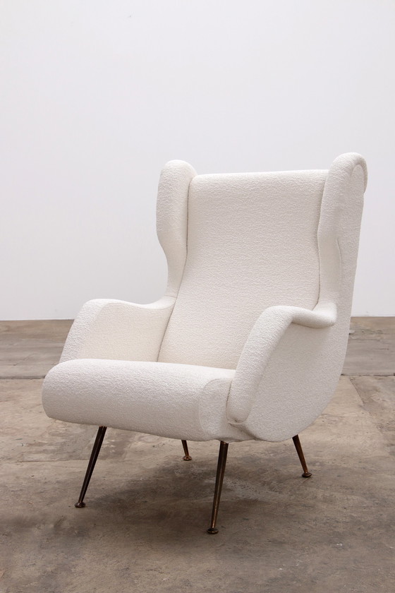 Image 1 of Marco Zanuso Italian Armchair by Marco Zanuso for Arflex upholstered in Boucle,1960