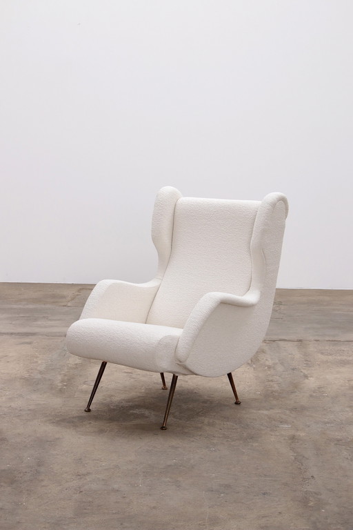 Marco Zanuso Italian Armchair by Marco Zanuso for Arflex upholstered in Boucle,1960