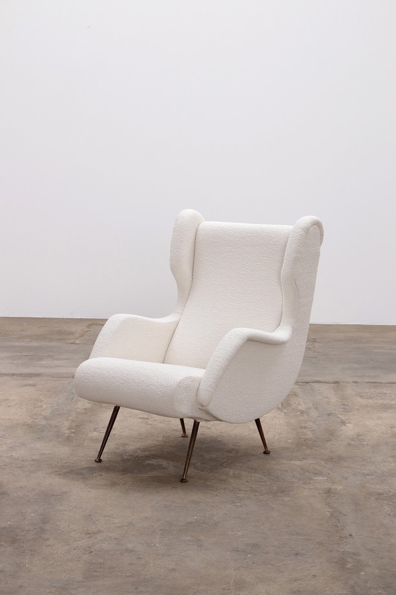 Image 1 of Marco Zanuso Italian Armchair by Marco Zanuso for Arflex upholstered in Boucle,1960