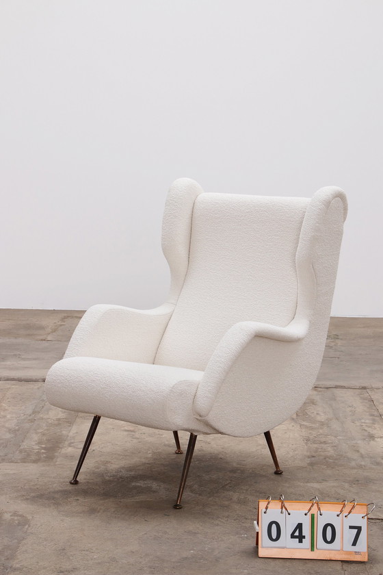 Image 1 of Marco Zanuso Italian Armchair by Marco Zanuso for Arflex upholstered in Boucle,1960