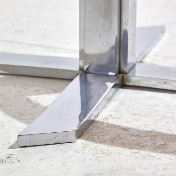 Image 1 of Vintage chrome and glass coffee table, 1970