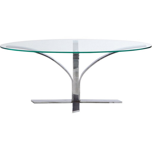 Vintage chrome and glass coffee table, 1970