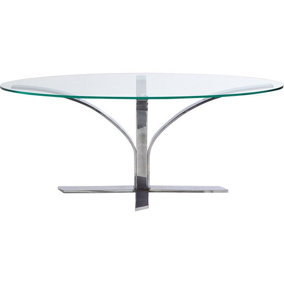 Image 1 of Vintage chrome and glass coffee table, 1970
