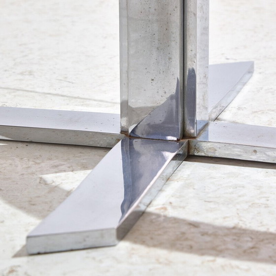 Image 1 of Vintage chrome and glass coffee table, 1970