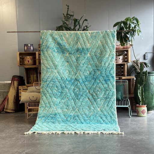 "Dellula" - Modern Blue-Green Handwoven Moroccan Rug