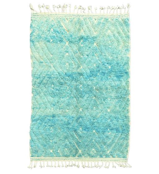 "Dellula" - Tapis marocain moderne tissé à la main bleu-vert