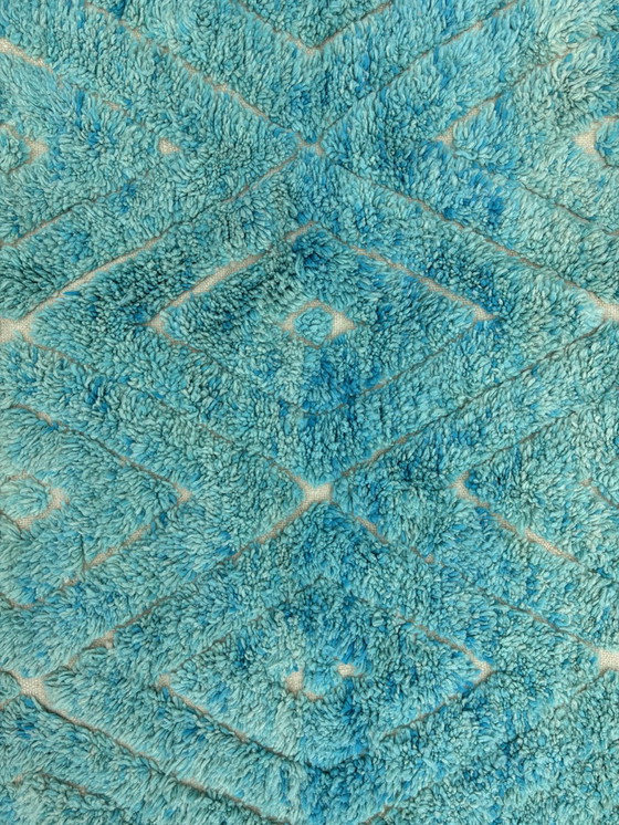 Image 1 of "Dellula" - Tapis marocain moderne tissé à la main bleu-vert