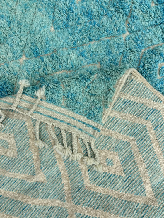 Image 1 of "Dellula" - Tapis marocain moderne tissé à la main bleu-vert