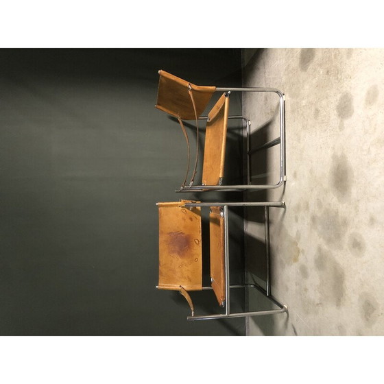 Image 1 of Pair of vintage Safari armchairs in beige leather, 1970