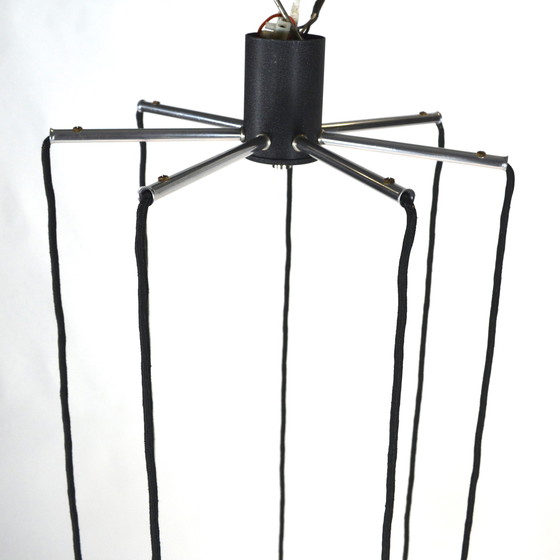 Image 1 of Mid century chrome and glass chandelier / pendant lamp - 1960-70's