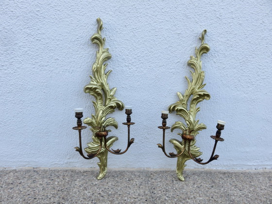 Image 1 of Spanish Gilded Wood Wall Lights, Xxl, 86Cm, 40s