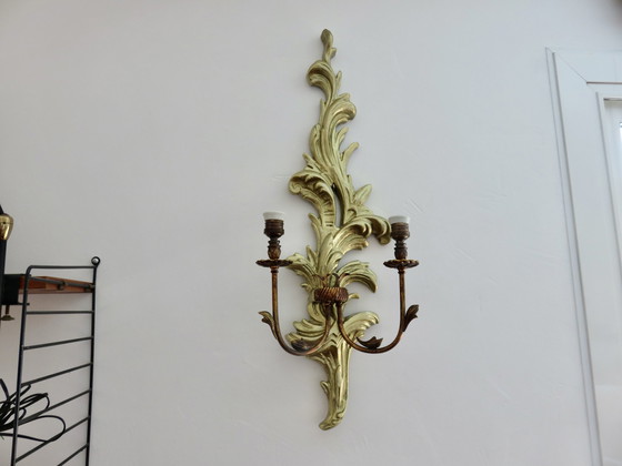 Image 1 of Spanish Gilded Wood Wall Lights, Xxl, 86Cm, 40s