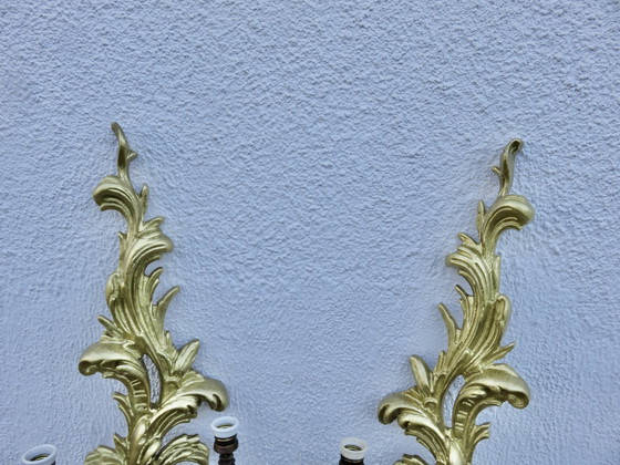 Image 1 of Spanish Gilded Wood Wall Lights, Xxl, 86Cm, 40s