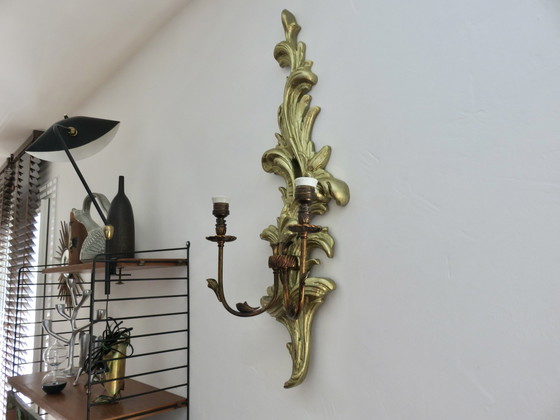 Image 1 of Spanish Gilded Wood Wall Lights, Xxl, 86Cm, 40s