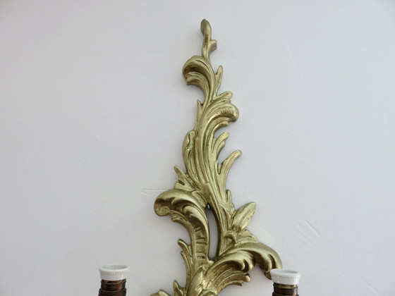 Image 1 of Spanish Gilded Wood Wall Lights, Xxl, 86Cm, 40s