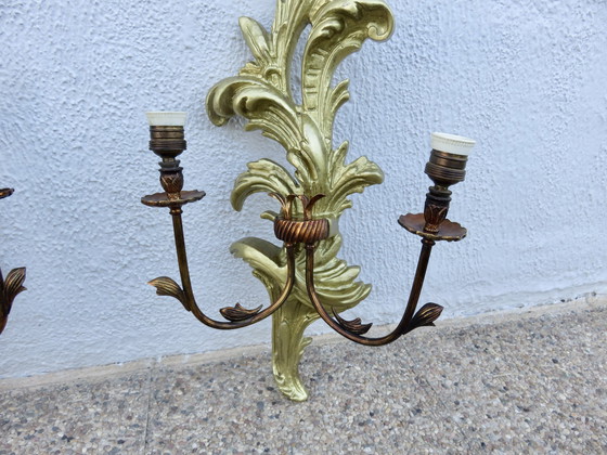 Image 1 of Spanish Gilded Wood Wall Lights, Xxl, 86Cm, 40s