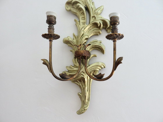 Image 1 of Spanish Gilded Wood Wall Lights, Xxl, 86Cm, 40s