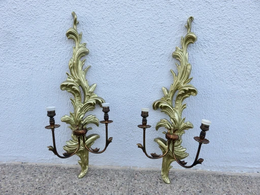 Spanish Gilded Wood Wall Lights, Xxl, 86Cm, 40s