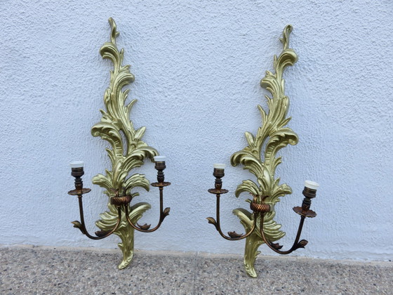 Image 1 of Spanish Gilded Wood Wall Lights, Xxl, 86Cm, 40s