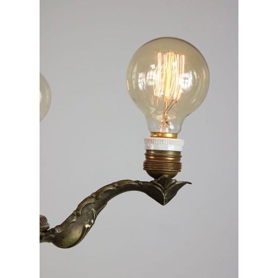 Image 1 of Lampadario vintage in ottone e vetro art déco