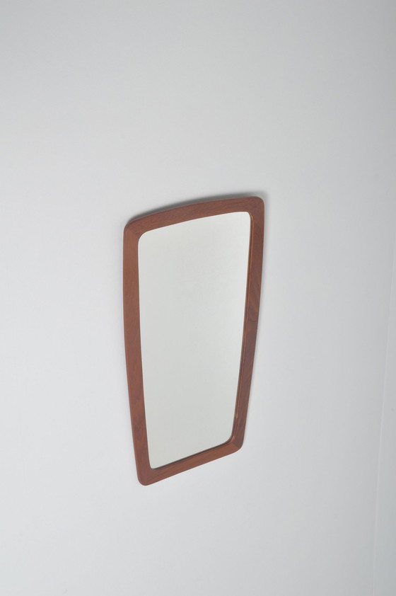 Image 1 of Danish mirror model 957 with rounded edge in teak, 1960s