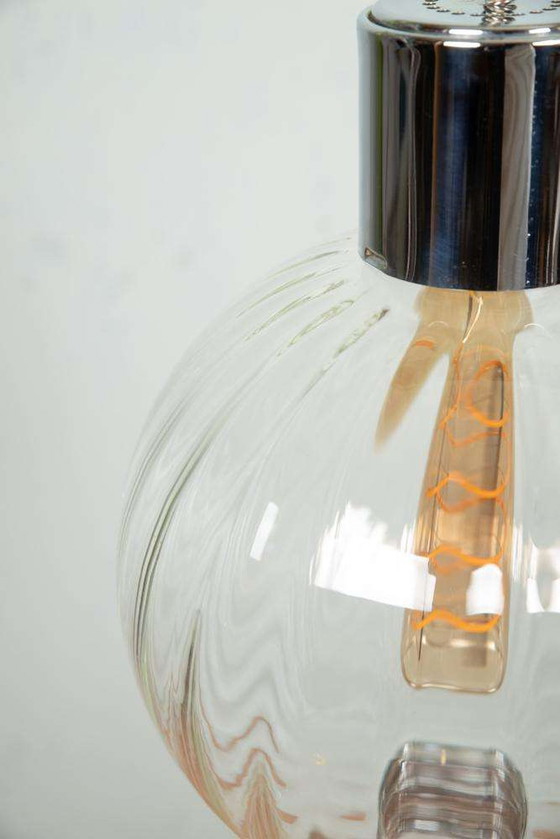 Image 1 of Space age glass ball lamp, midmod glass pendant sixties 60s