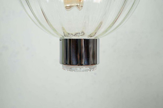 Image 1 of Lampe boule en verre de l'ère spatiale, suspension en verre midmod années 60